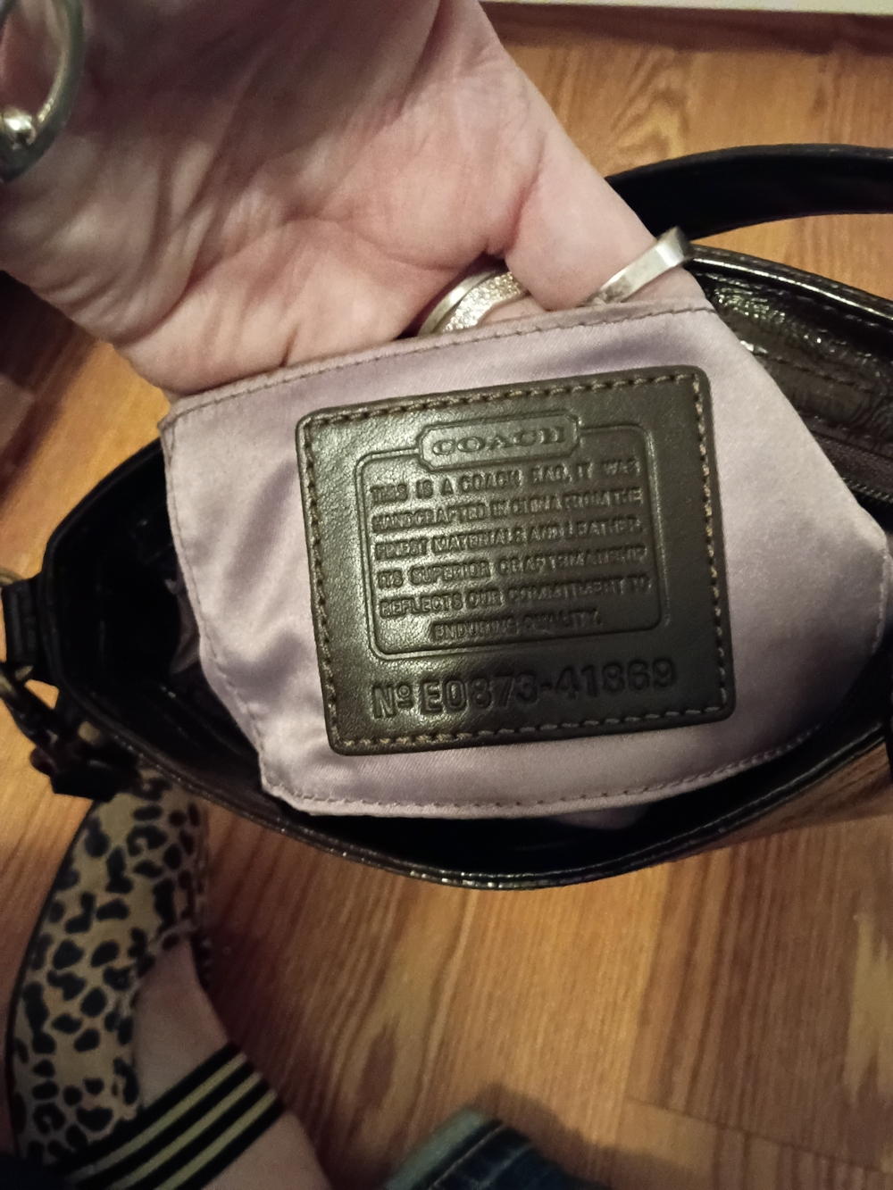 Coach Shiny Dark Brown Leather Shoulder Bag Zoe Bag - Picture 7 of 8